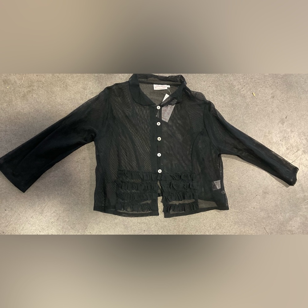 Black Sheer Button-Up Blouse